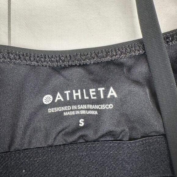 Athleta Swimsuit Womens Small Black Shirred One Piece Side Cinch Classic Stretch - Picture 4 of 8